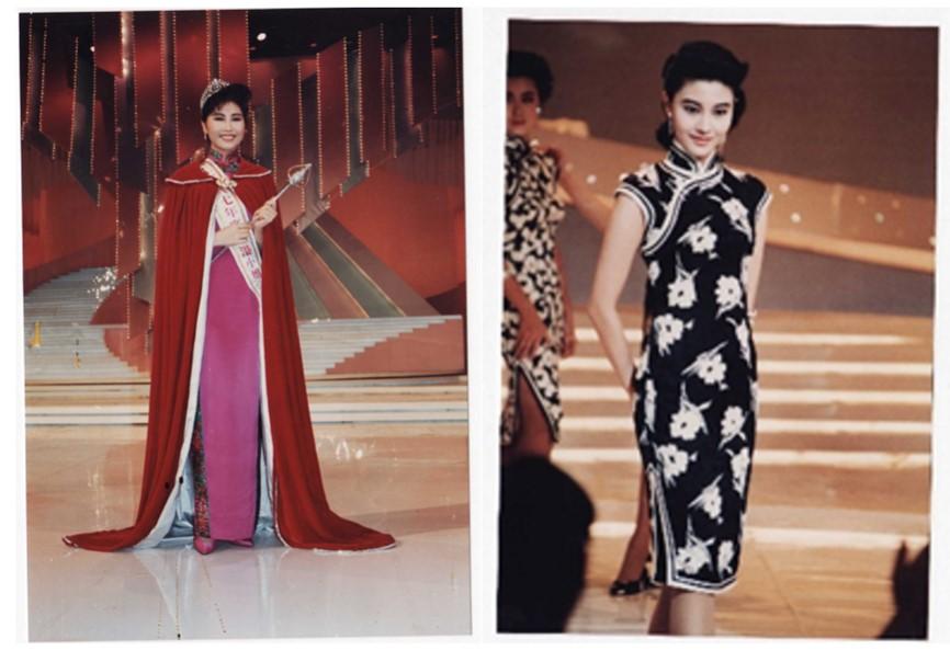 1987年及1988年港姐決賽佳麗身穿中藝旗袍